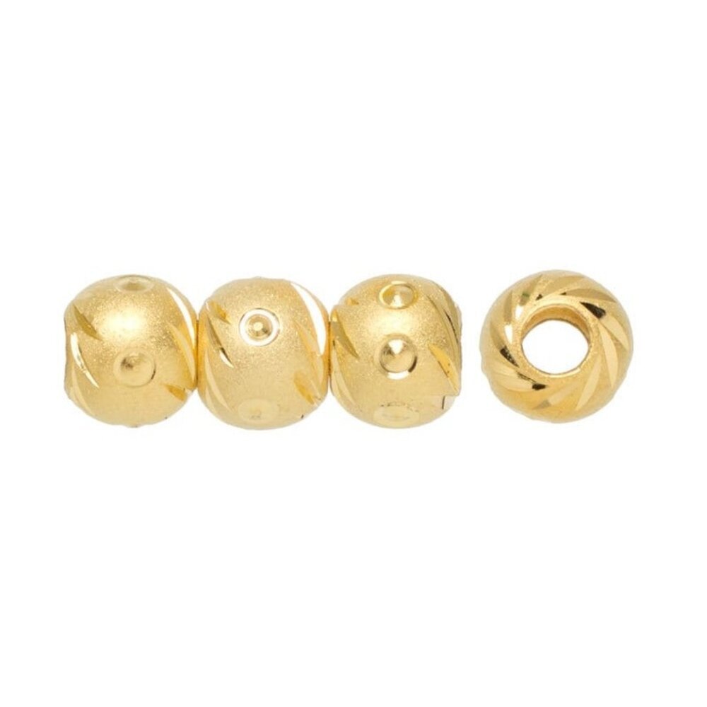 14K Gold Plate 6mm Round Carved Beads--Gold Elegance---New In Package